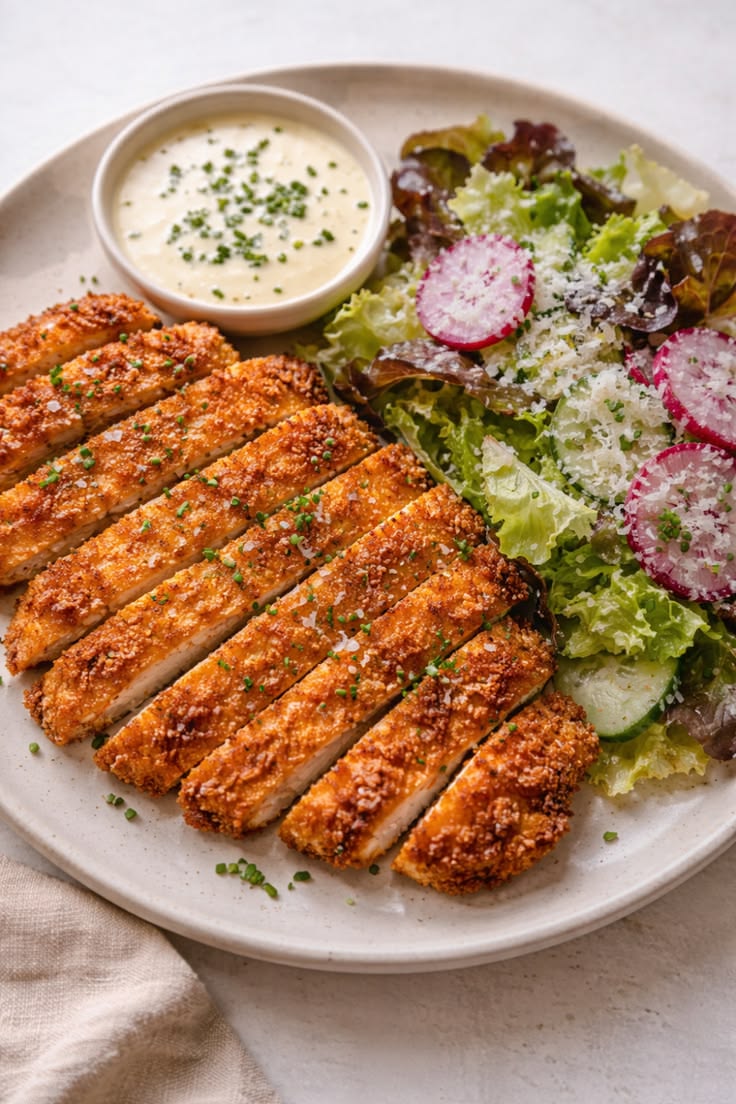 Crispy Chicken Cutlet with Fresh Salad